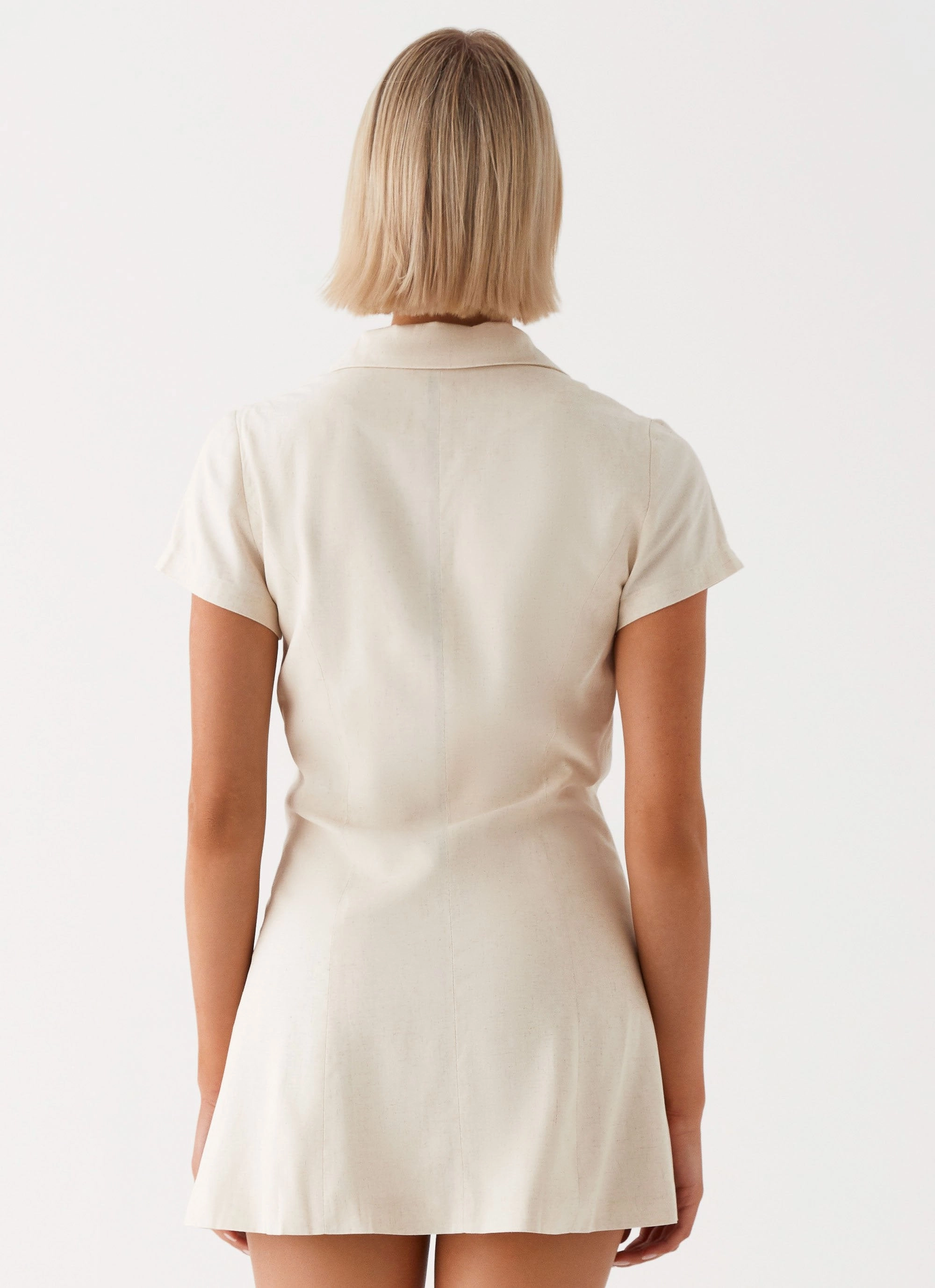 Russo Linen Mini Dress - Oatmeal Perfect Shape