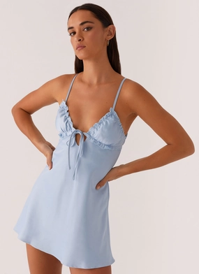 Richie Mini Dress - Blue Side-Slit Comfortable outdoor wear