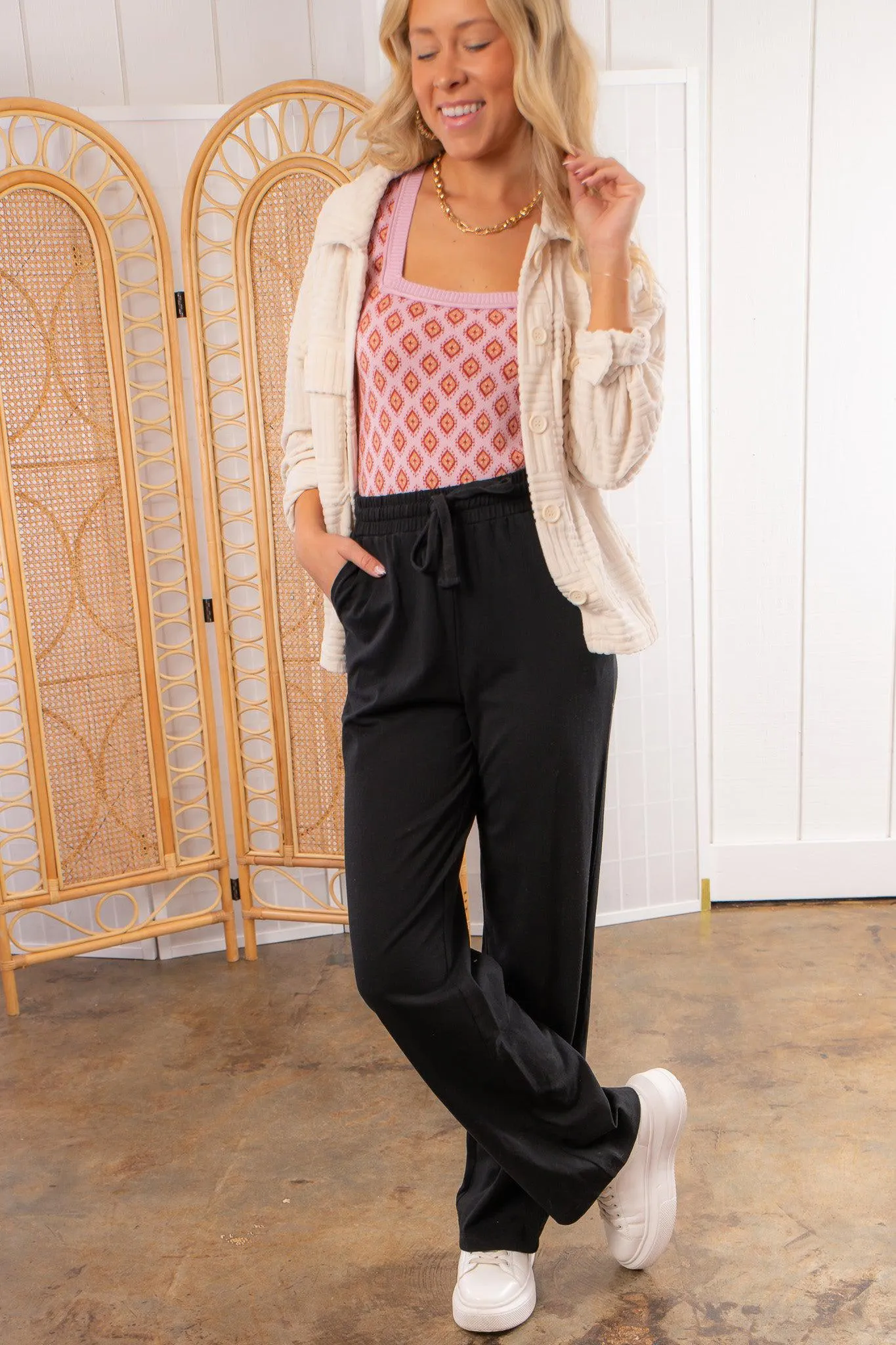 Right Fit Black Wide Leg Sweatpants