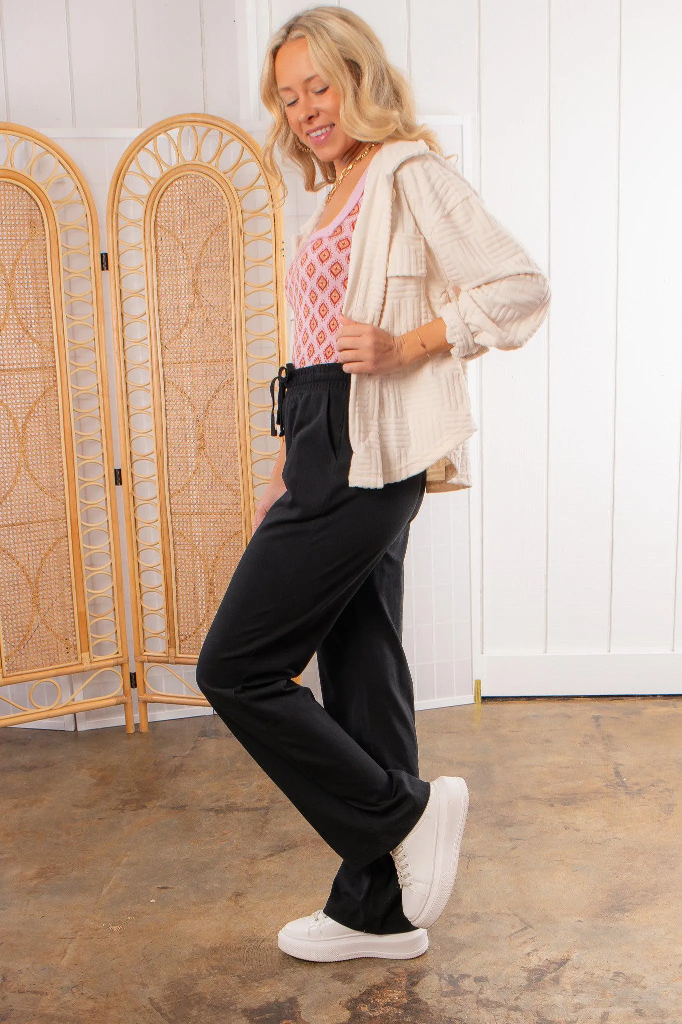 Right Fit Black Wide Leg Sweatpants