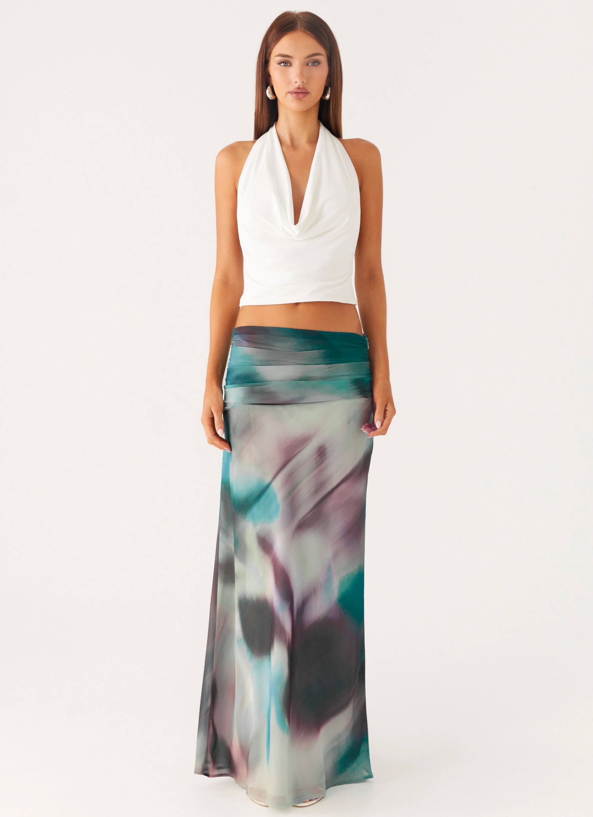 Rimi Maxi Skirt - Sea Splash No Gap Waist Construction
