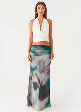 Rimi Maxi Skirt - Sea Splash No Gap Waist Construction