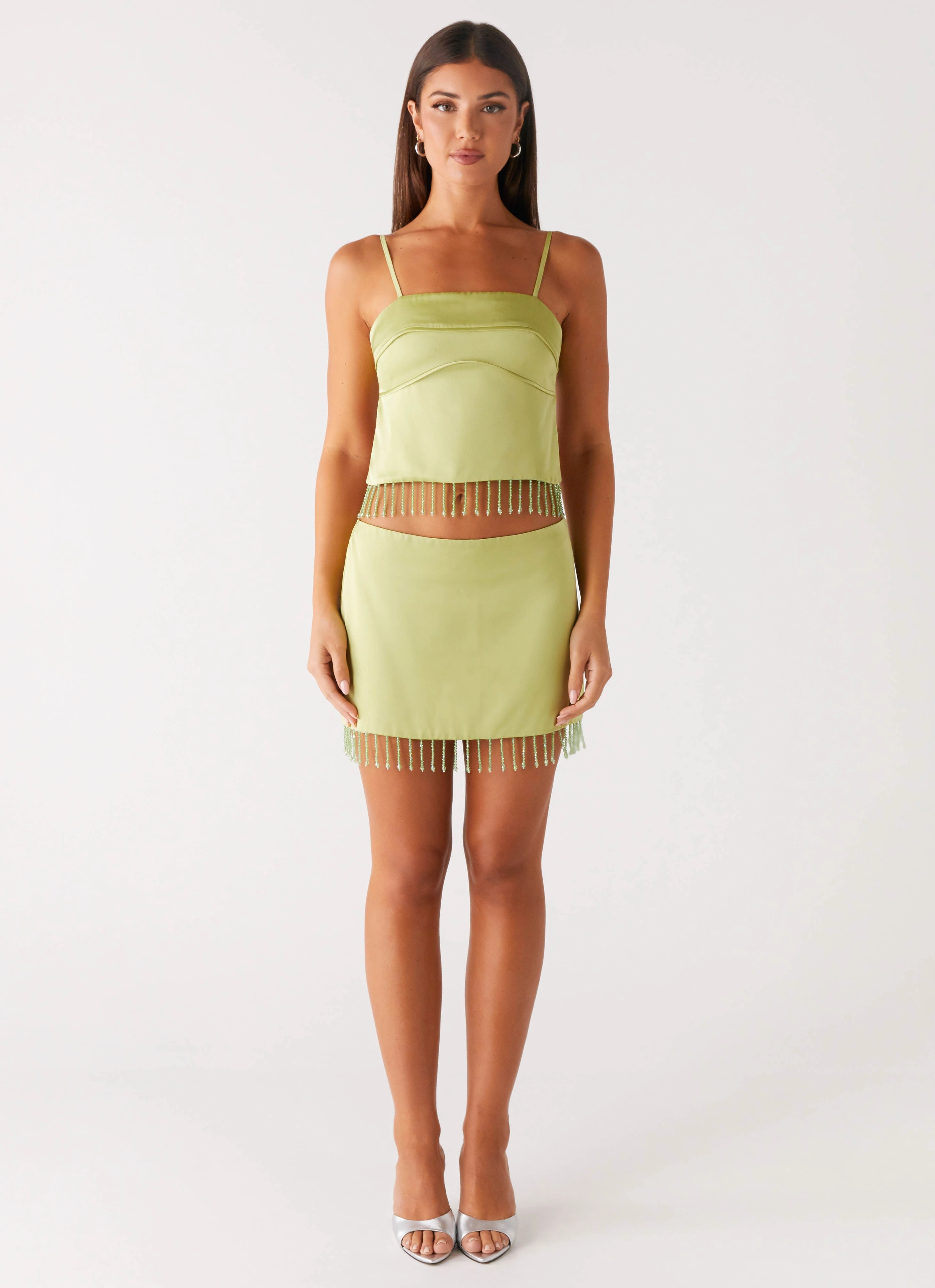 Bora Bora Beaded Mini Skirt - Lime Multi-way wear