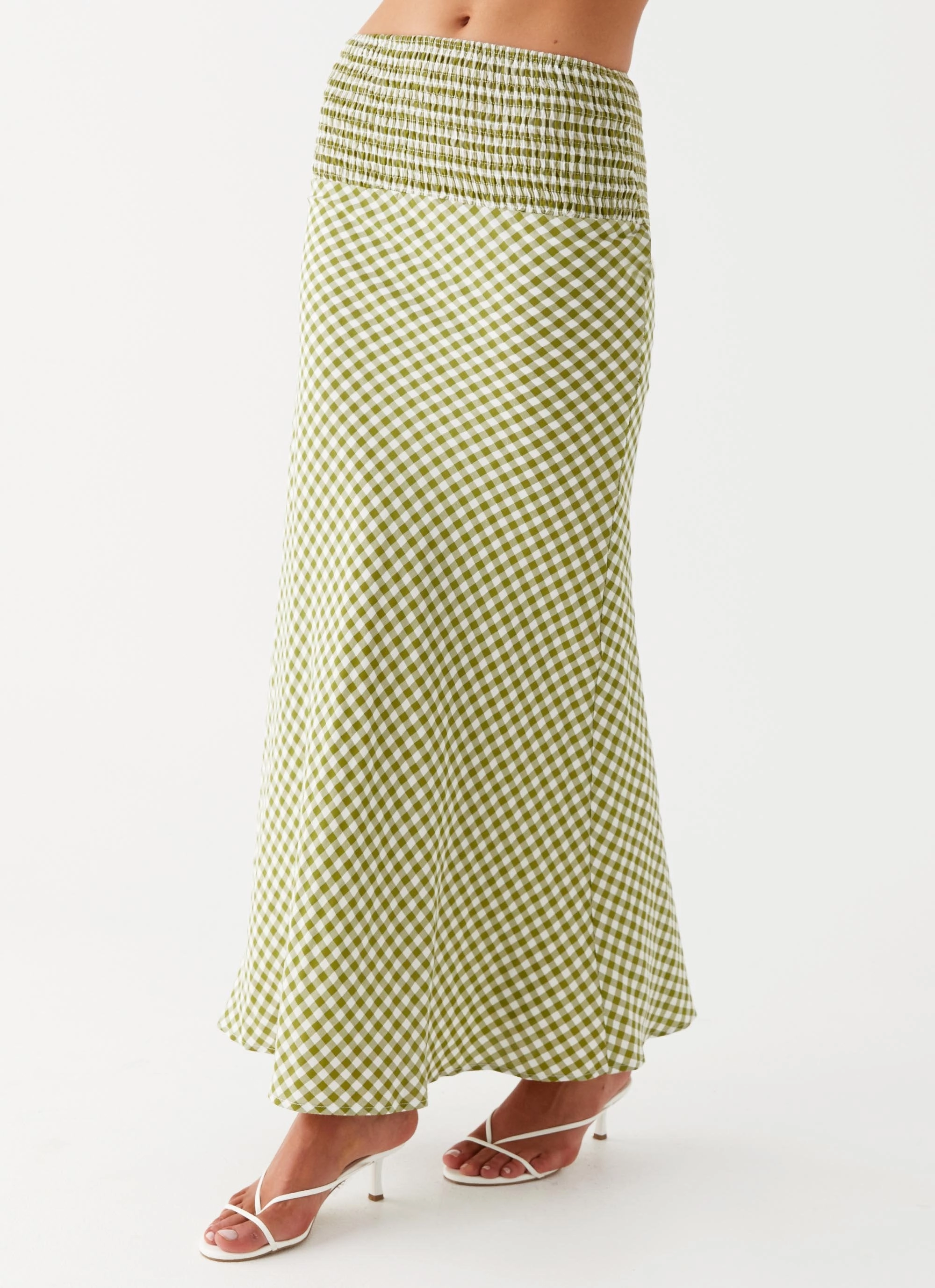 Flexible Comfort Leilani Maxi Skirt - Khaki Gingham