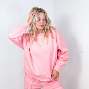 Risen Blush Oversized Step Hem Pullover Sweatshirt