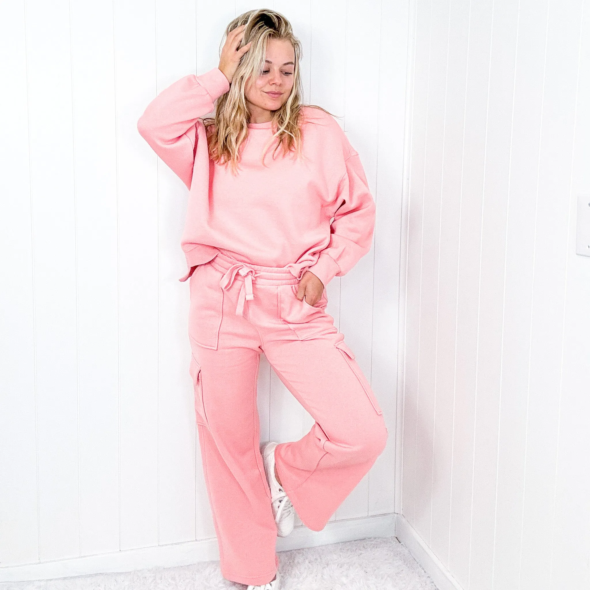 Risen Blush Oversized Step Hem Pullover Sweatshirt