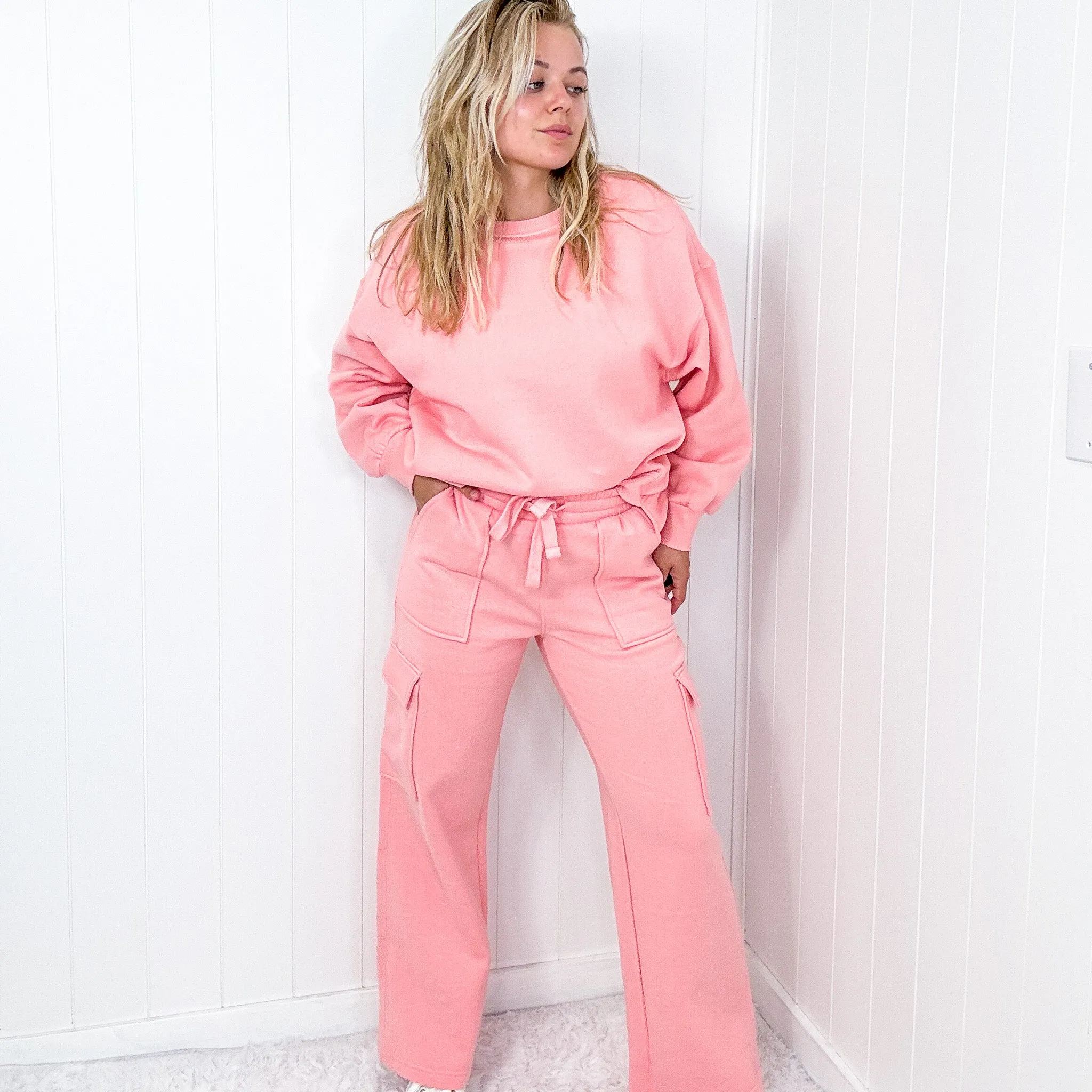 Risen Blush Oversized Step Hem Pullover Sweatshirt