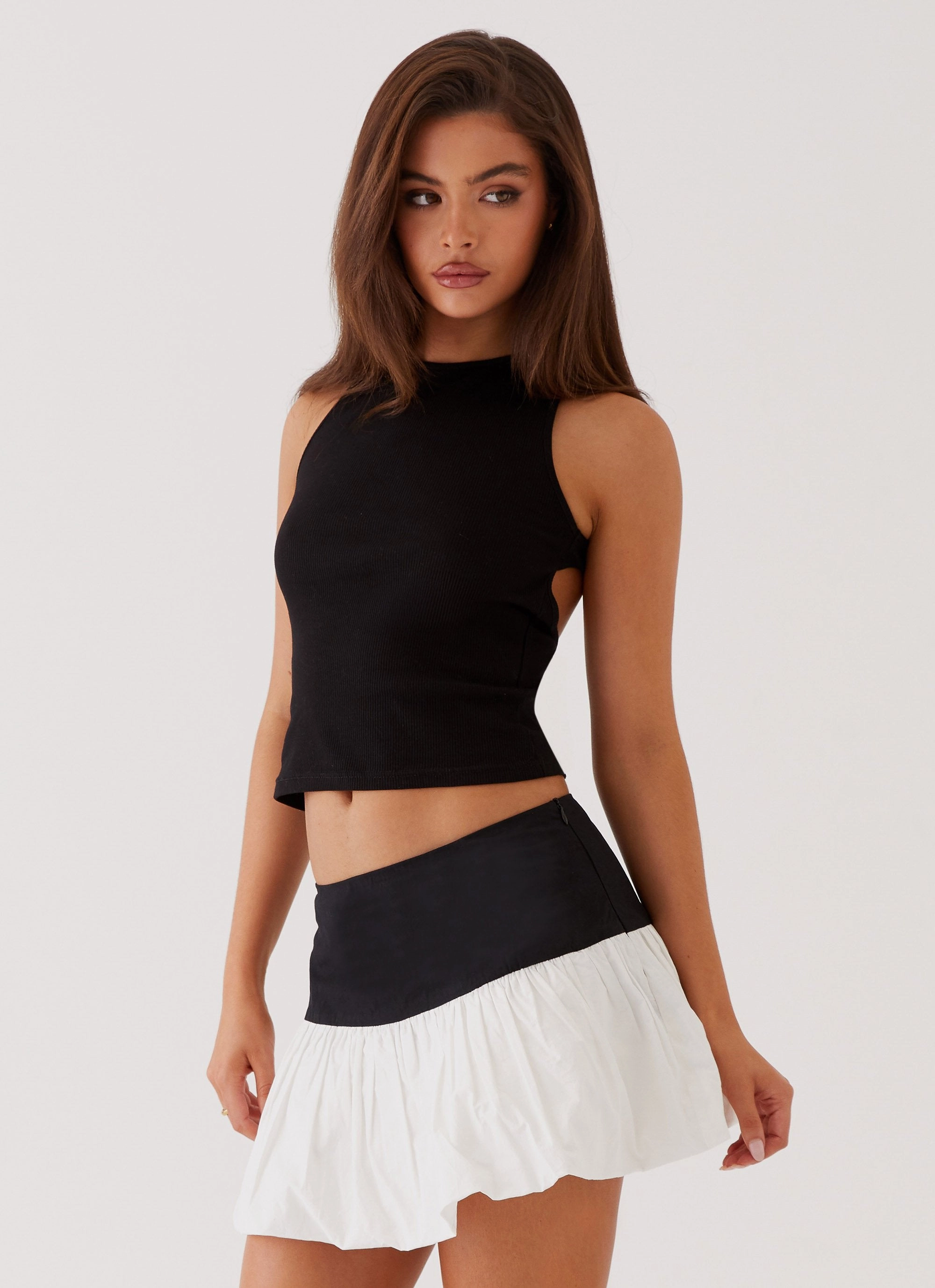 Packable design Urban Look Riva Bubble Hem Mini Skirt - Black Ivory
