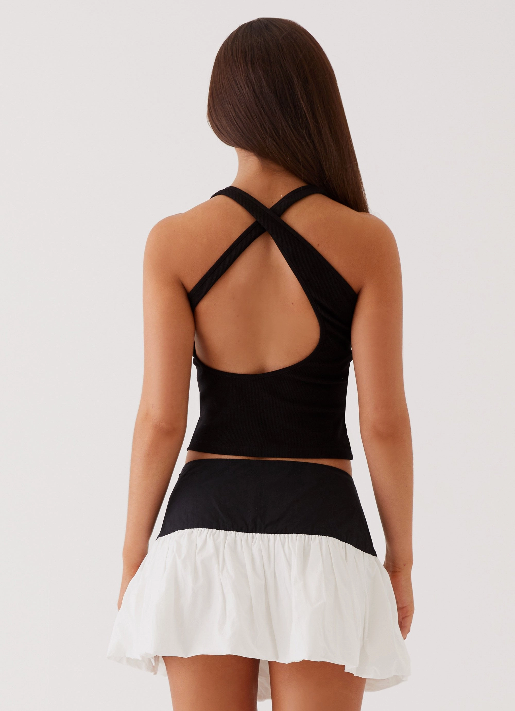 NonSlipInnerGrip Riva Bubble Hem Mini Skirt - Black Ivory