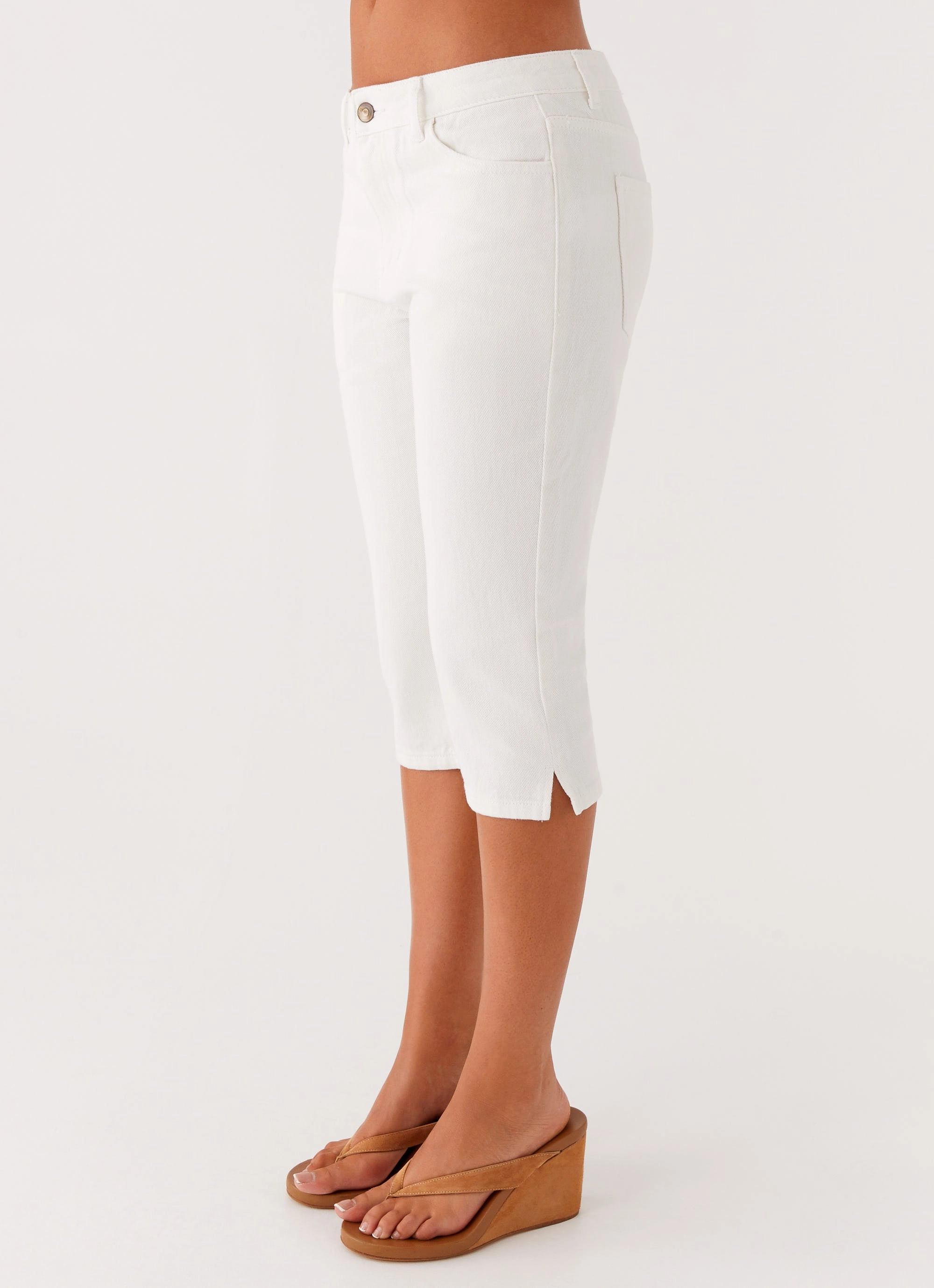 Rocco Denim Capri Pants - Off White NonSlipGrip