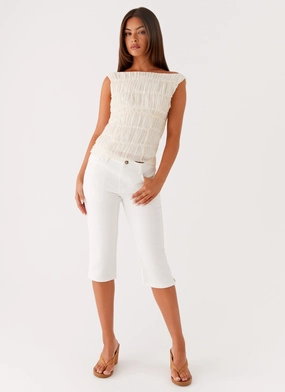 Rocco Denim Capri Pants - Off White Functional Fit Comfort Control