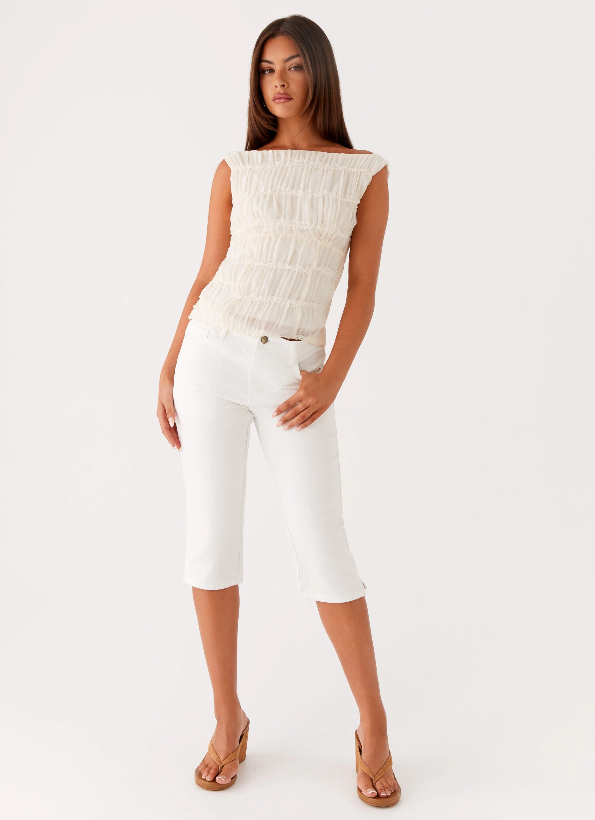 Rocco Denim Capri Pants - Off White Functional Fit Comfort Control