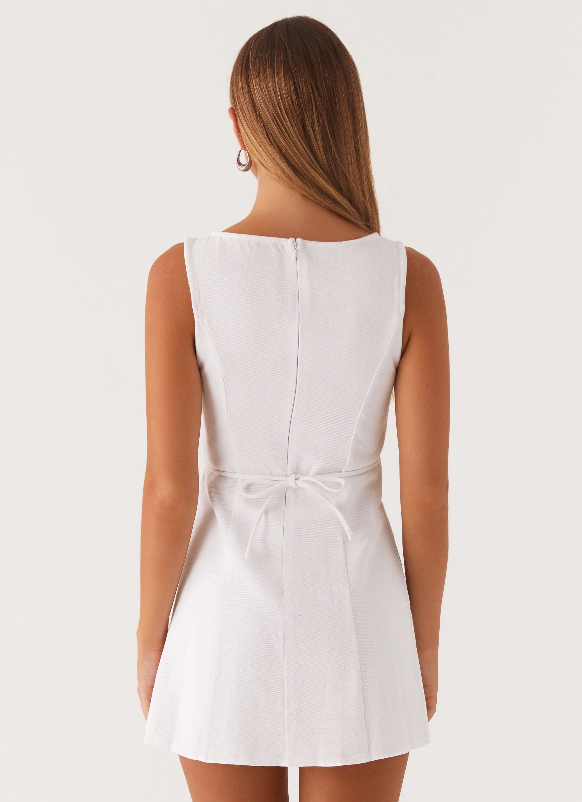 Rochelle Denim Mini Dress - White Quick Glam