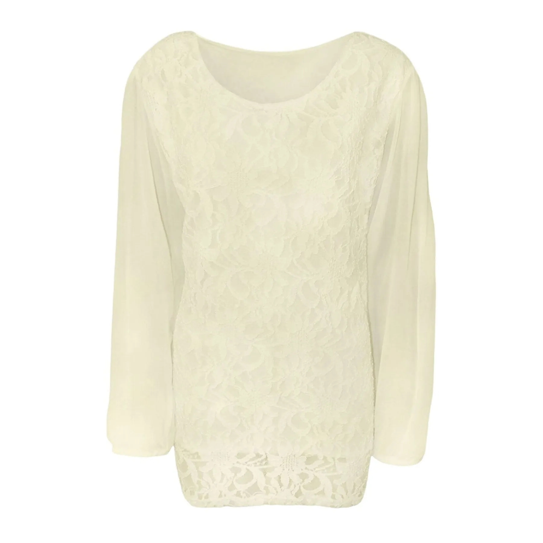 ROCKTHOSECURVES LACE BLOUSE WITH LONG CHIFFON SLEEVES