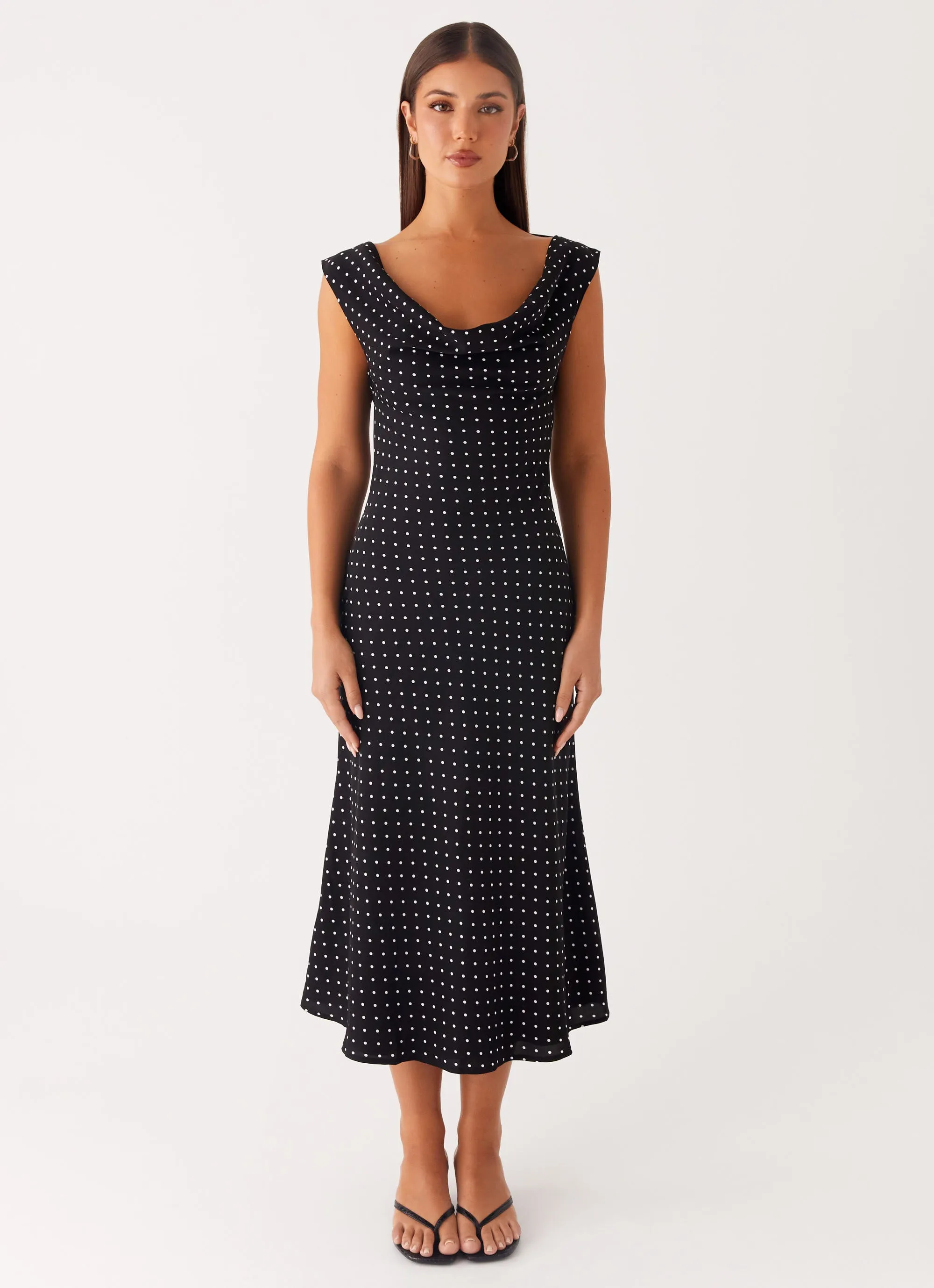 Daily Chic Sleeve Light Role Model Maxi Dress - Black Polka Dot