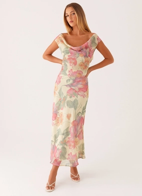 Role Model Maxi Dress - Yellow Peony Flattering Silhouette