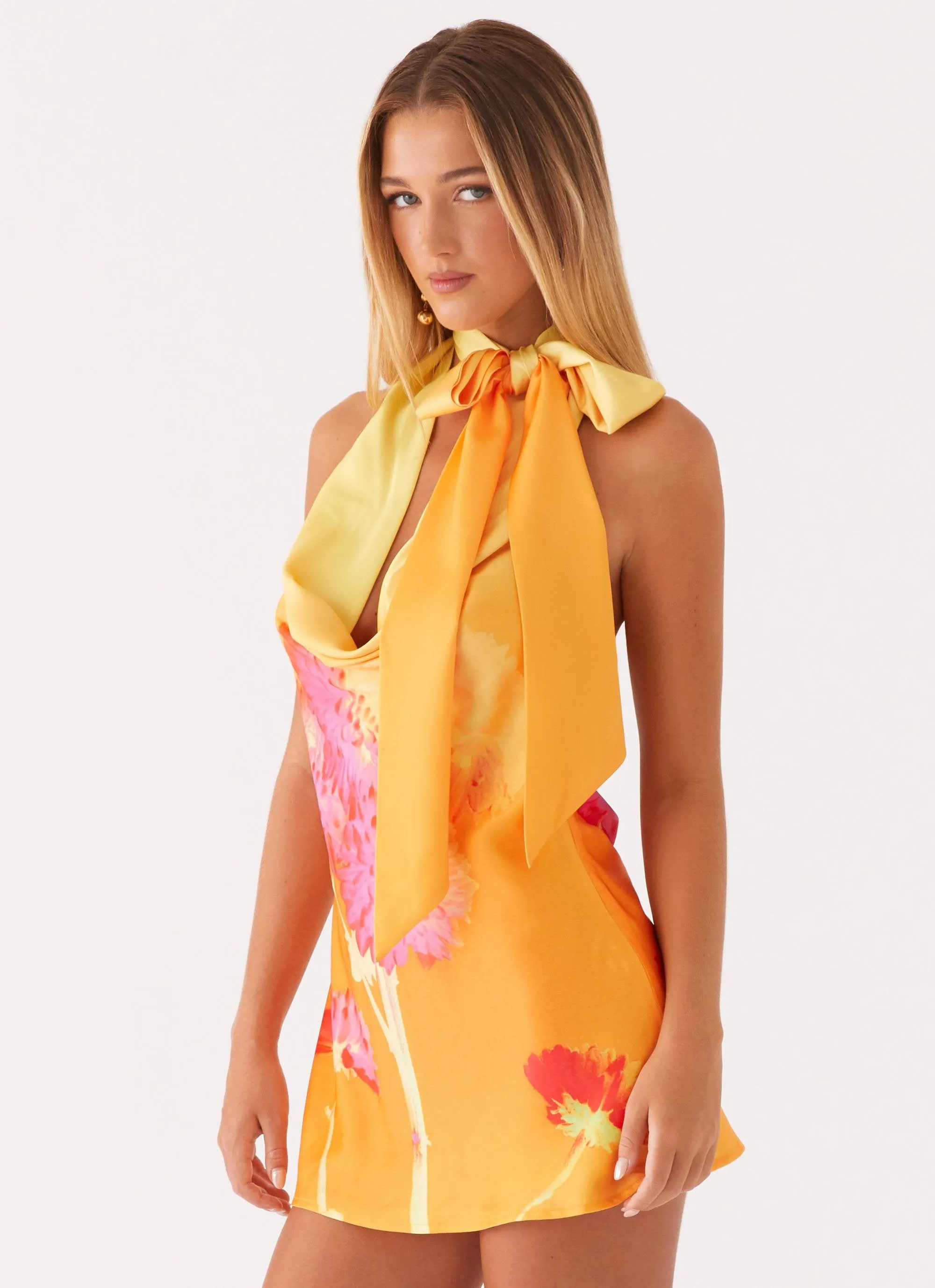 Minimal Core Travel Staple Heidi Mini Dress - Orange Floral