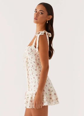 Tova Mini Dress - White Flower Flower Soft Easy Going