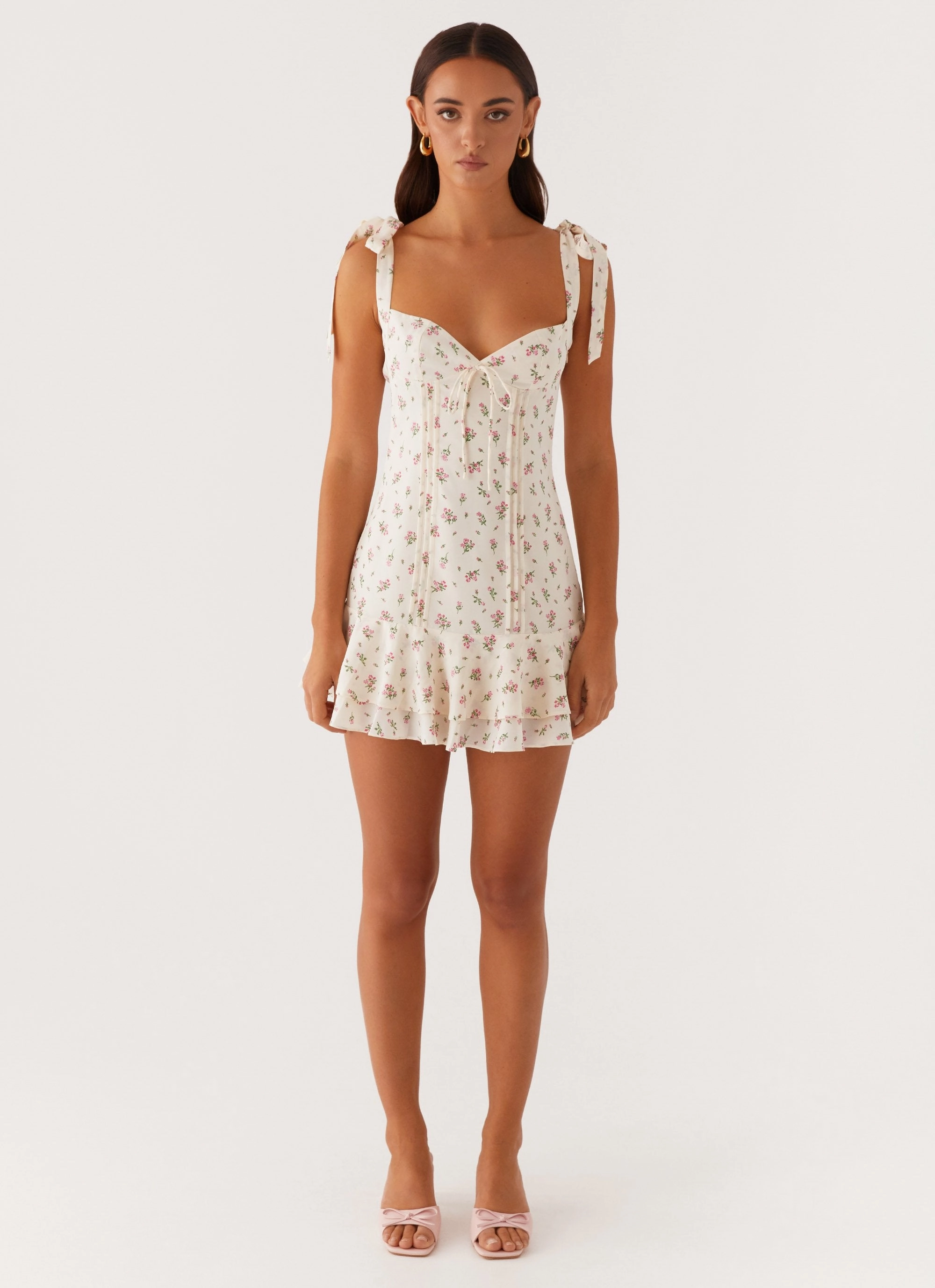 Bright Mood Pure Vibes Tova Mini Dress - White Flower