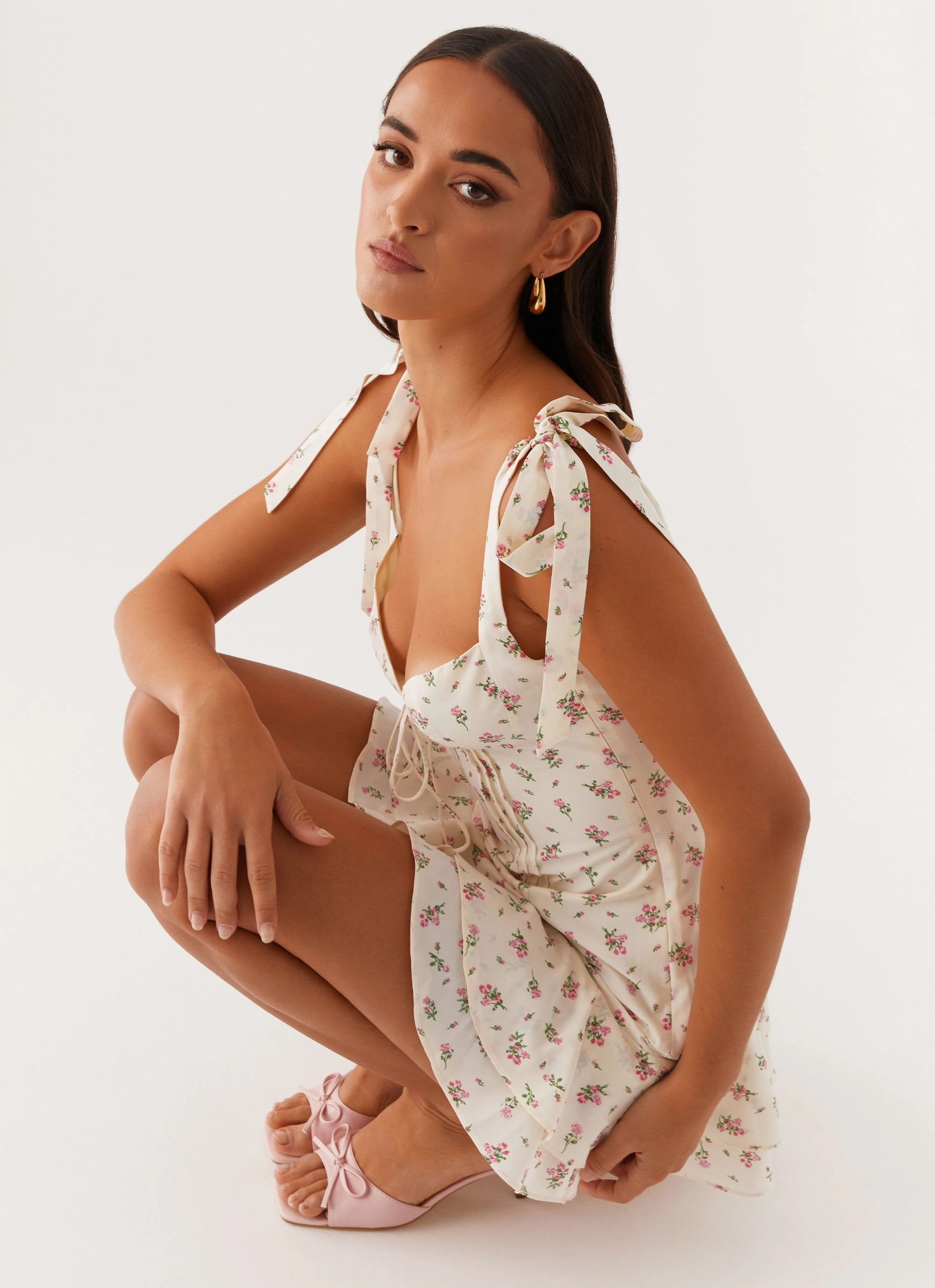 Airy Weave Body Confidence Tova Mini Dress - White Flower