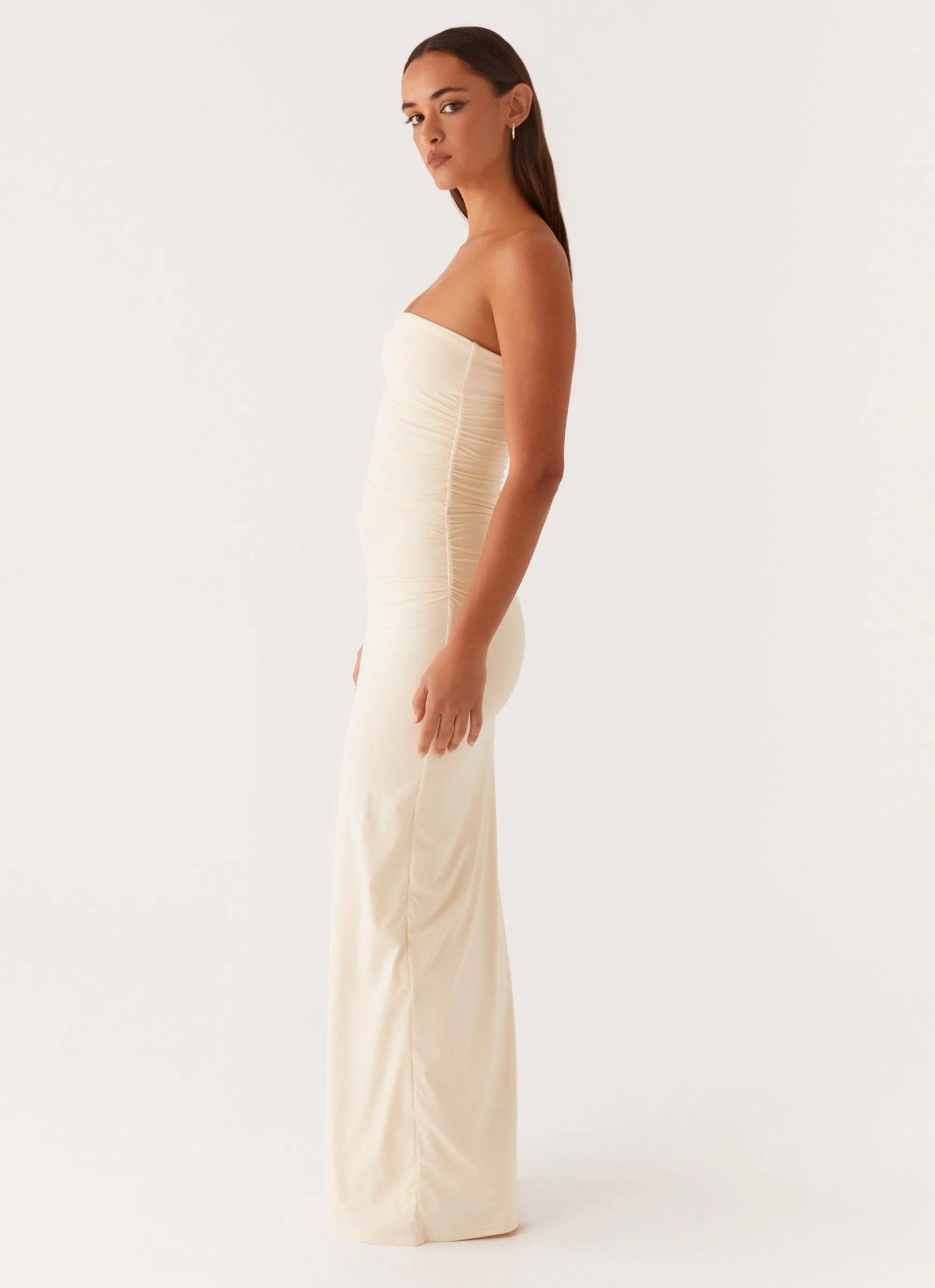 Romee Strapless Maxi Dress - Pastel Yellow Slim Touch
