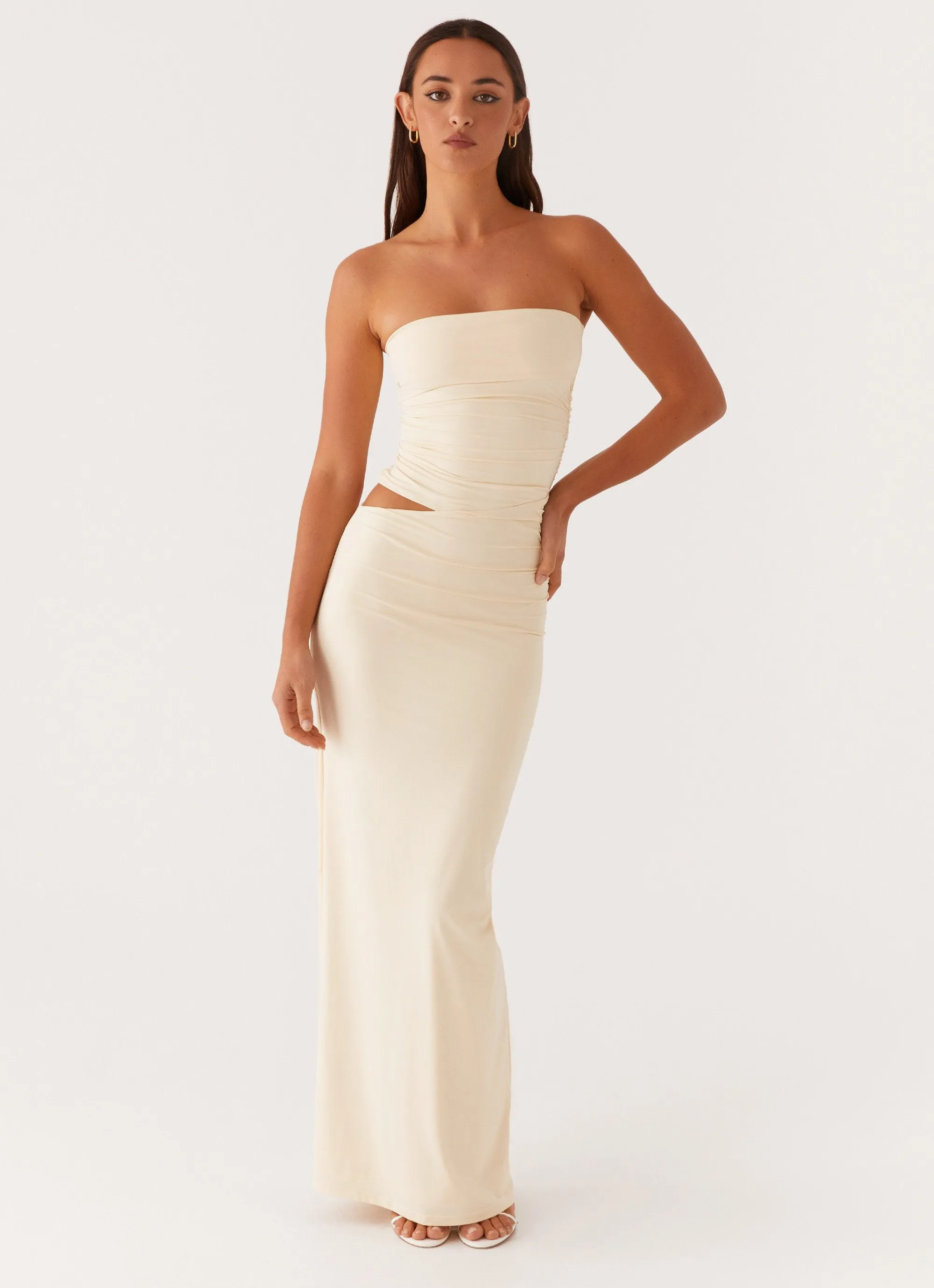 Move Easy Romee Strapless Maxi Dress - Pastel Yellow