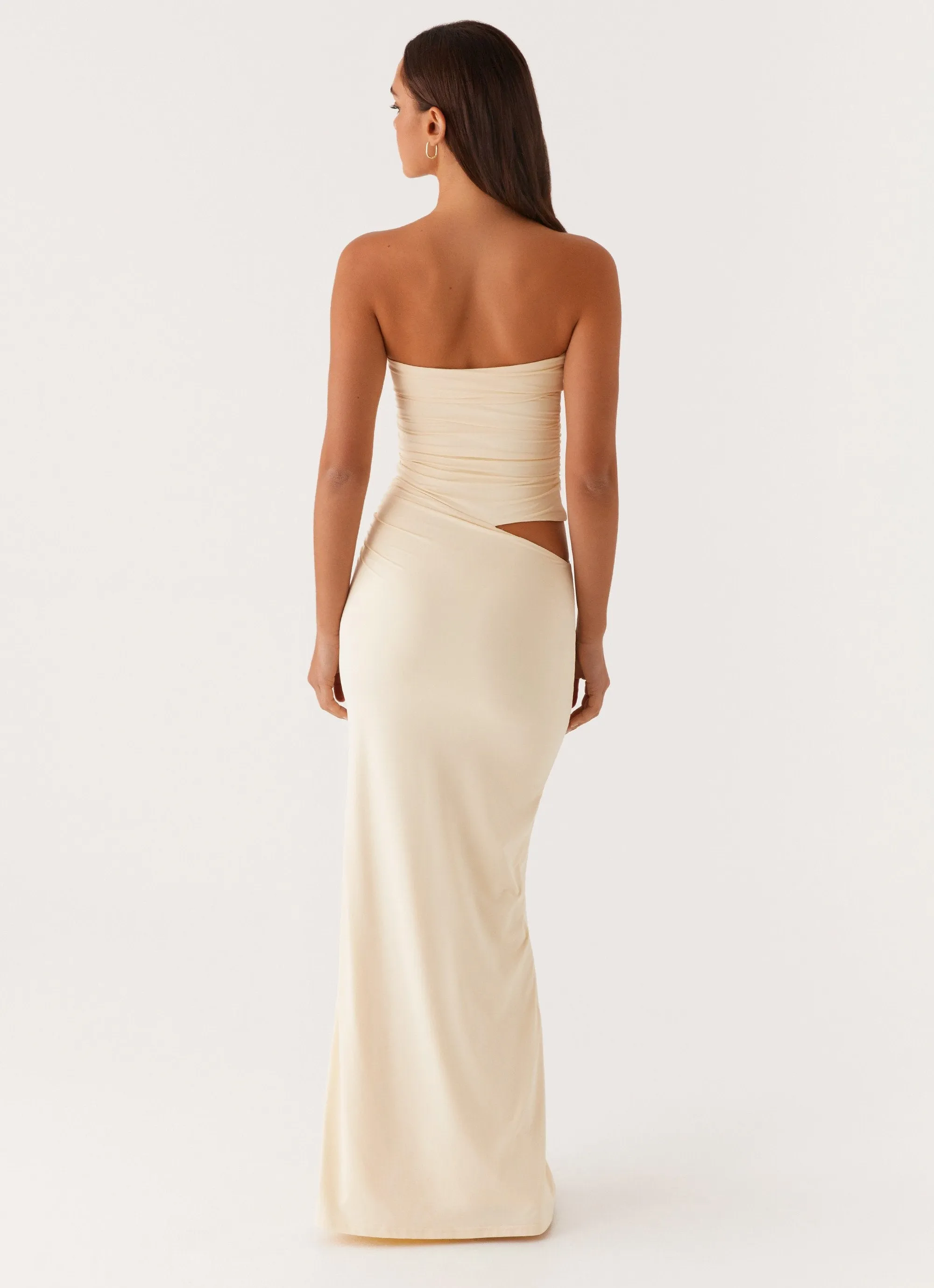 Romee Strapless Maxi Dress - Pastel Yellow Chill Mode Night Style