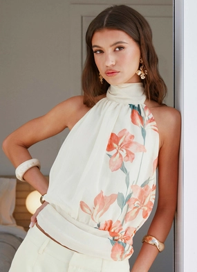 FlexibleKnit Romelia Halter Top - Siena Floral