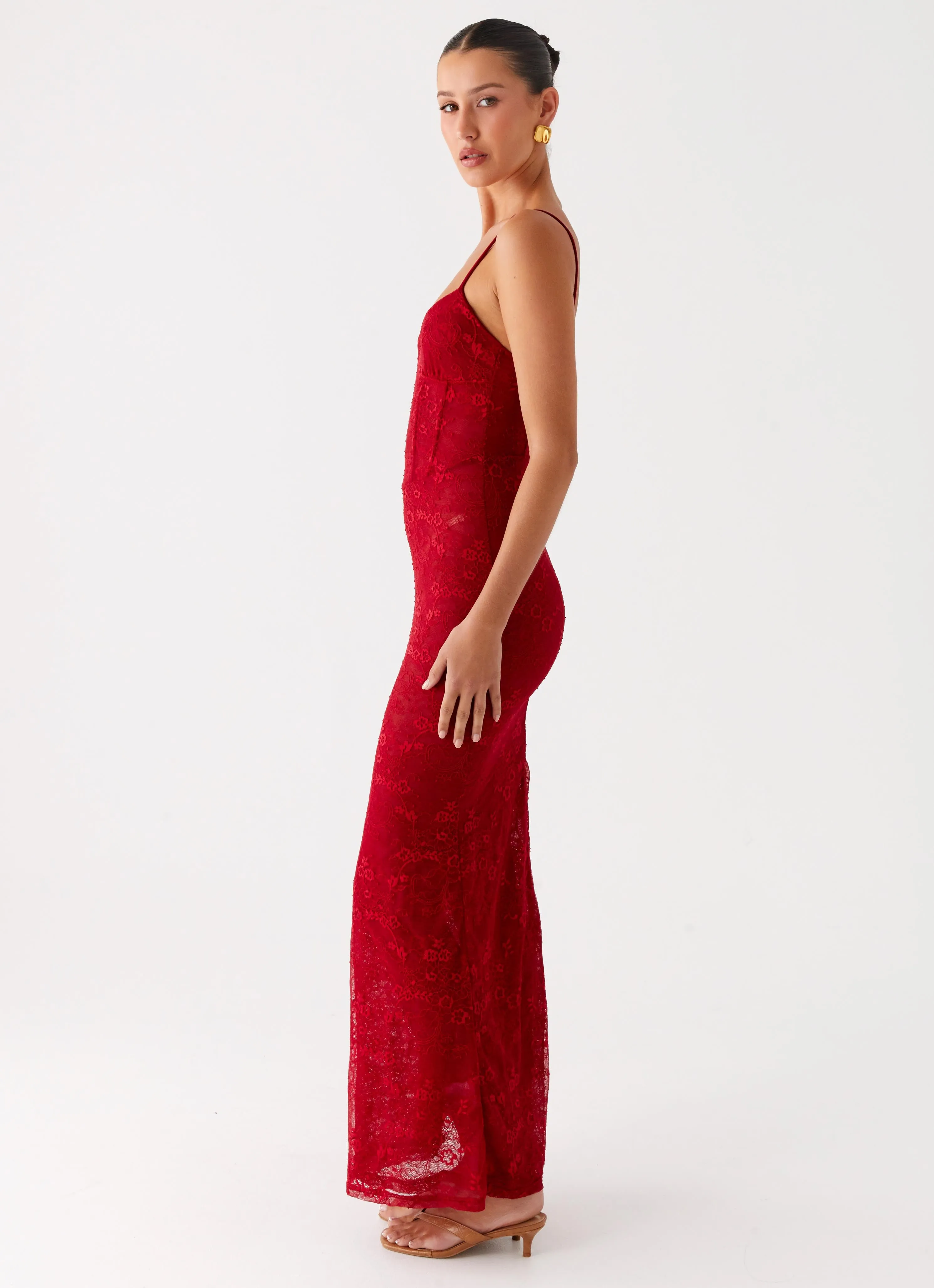 Rosa Corset Maxi Dress - Red Refined Finish Versatile Layer Wear