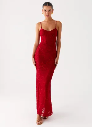 Flattering Design Wear Rosa Corset Maxi Dress - Red