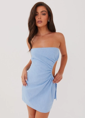 Chic Balance Rosella Linen Mini Dress - Blue