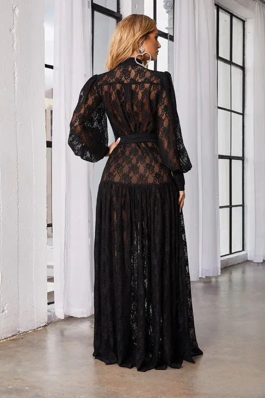 Rosemary Button Front Lace Dress