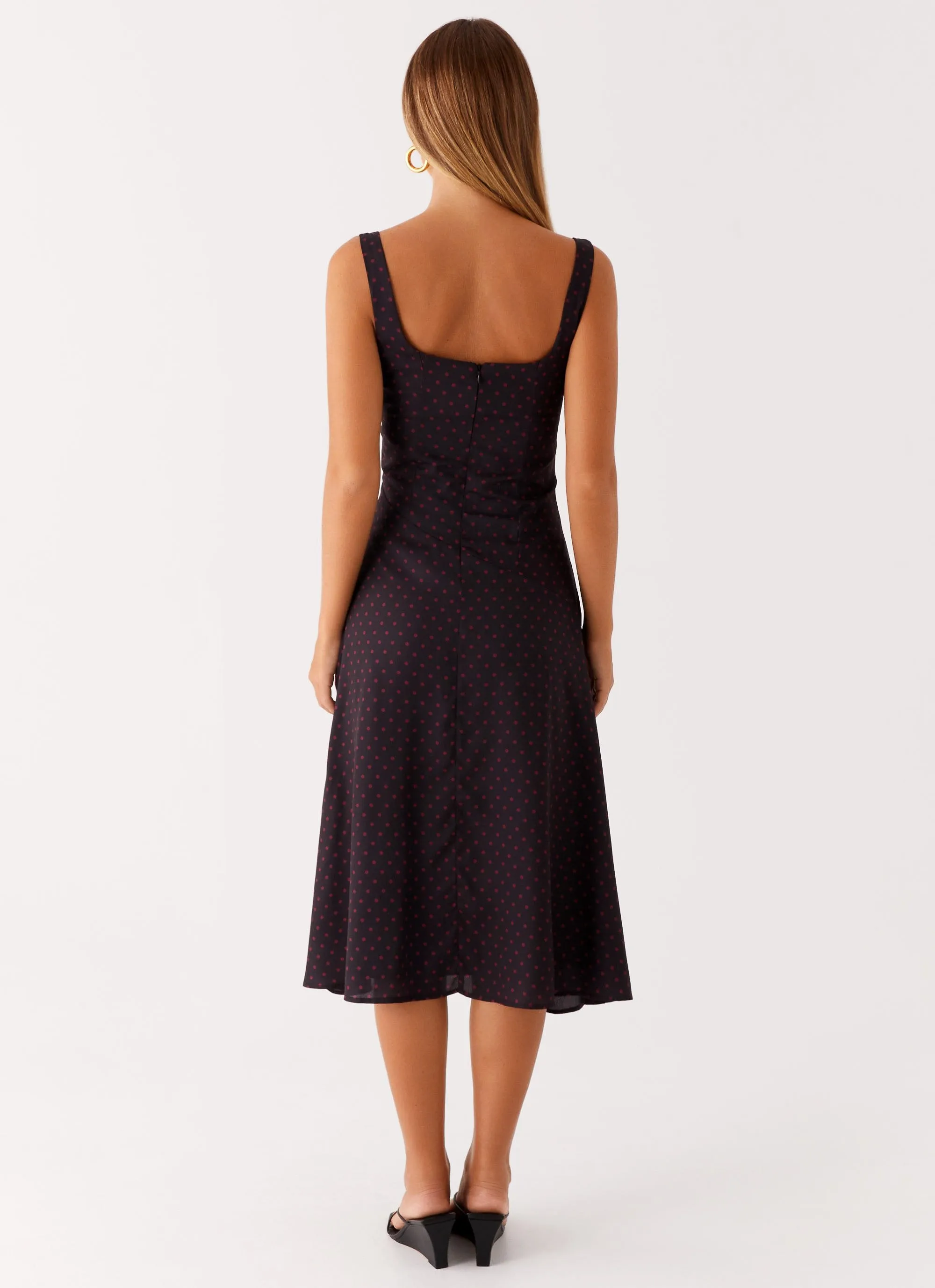 Sophisticated and Relaxed Rowyn Midi Dress - Black Polka Dot