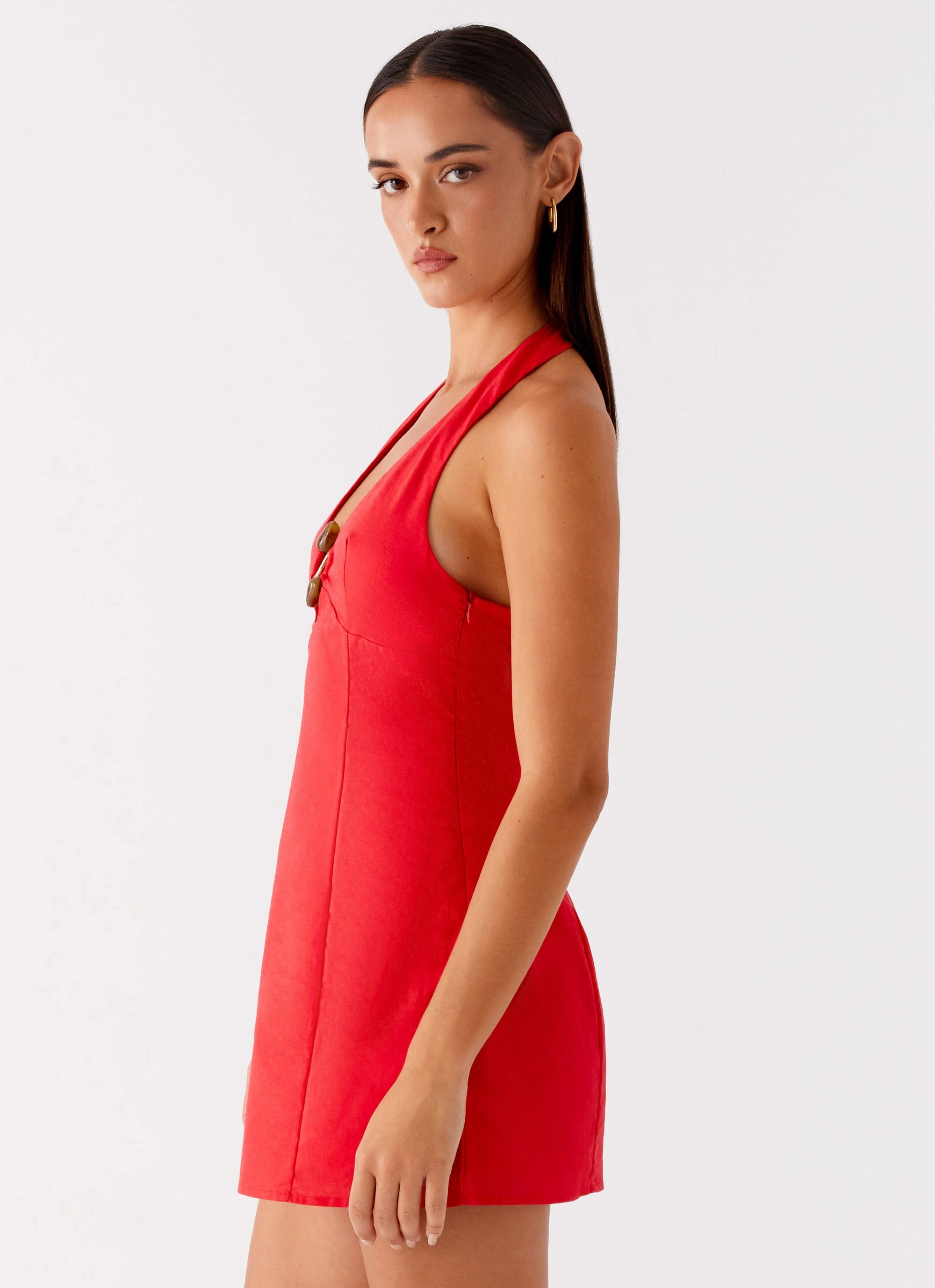 Roxe Mini Dress - Red Pleat Breeze