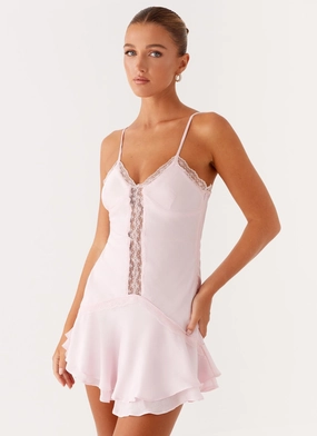 Luxurious Texture Smart Shape Roya Mini Dress - Pink