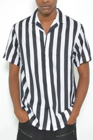 RS: Men's Striped Print Button Down Shirt