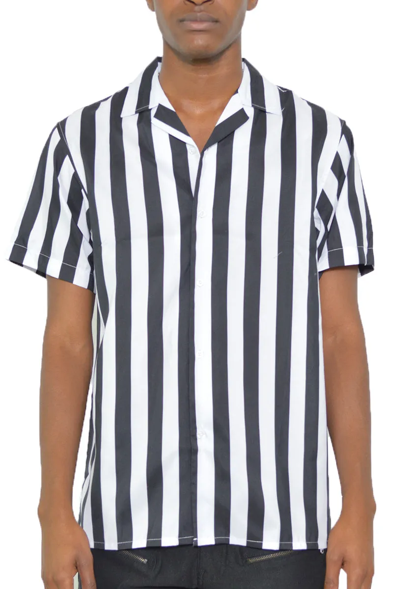 RS: Men's Striped Print Button Down Shirt