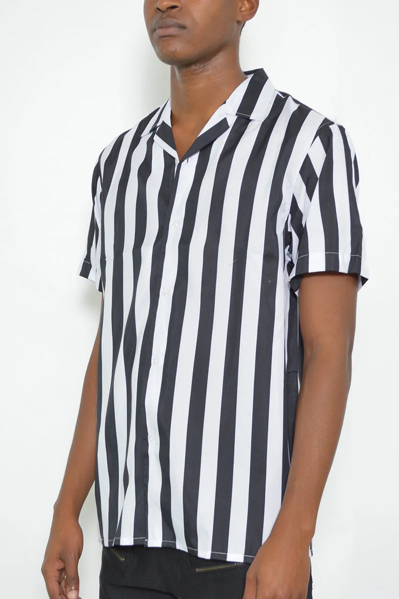 RS: Men's Striped Print Button Down Shirt
