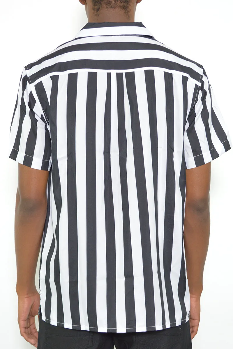 RS: Men's Striped Print Button Down Shirt
