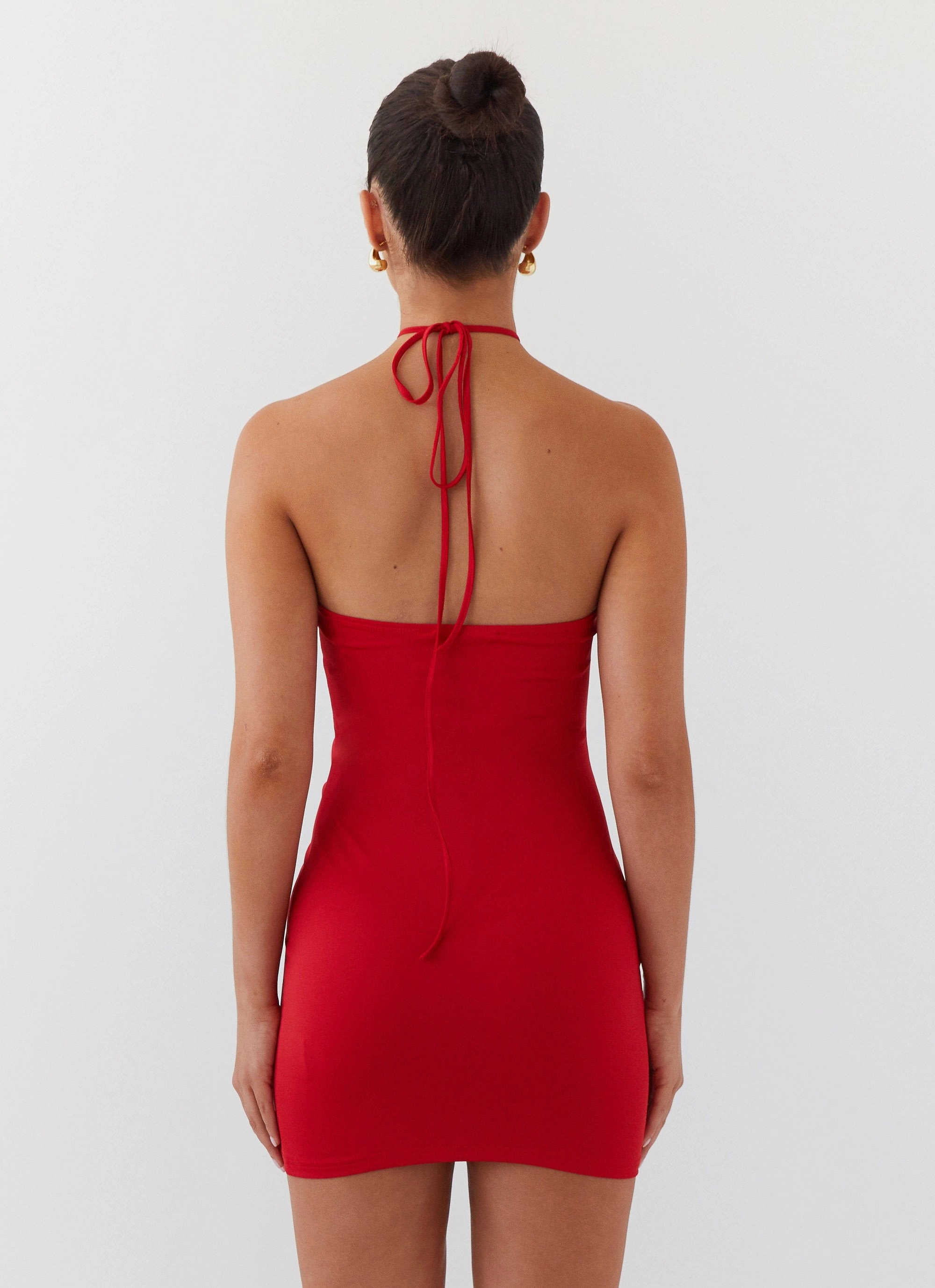 Anytime Fit Ruby Glamour Rose Mini Dress - Rouge Red