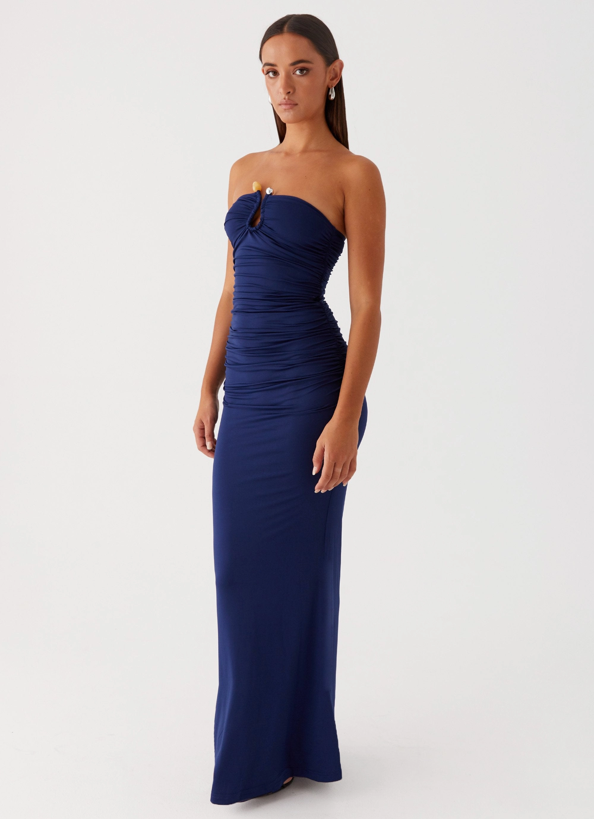 Rudy Maxi Dress - Navy Smart Detail