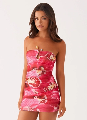 Tiered Skirt Side-Slit Rudy Mini Dress - Orchid Pink
