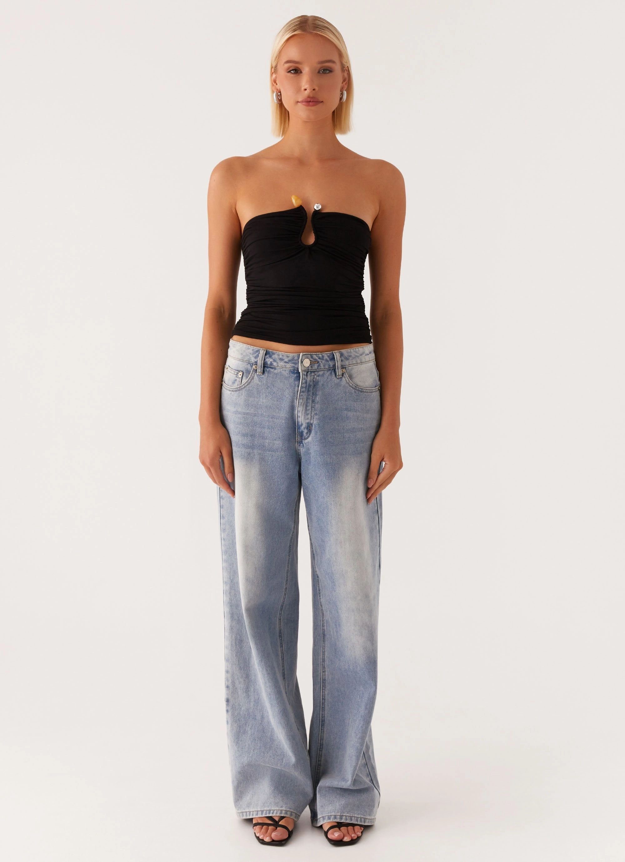 Raglan Sleeve Non Restrictive Collar Rudy Tube Top - Black
