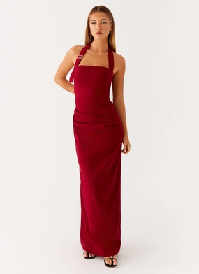 Rumour Has it Maxi Dress - Red Shiny Zip LowProfileZipper