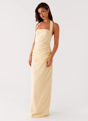Rumour Has it Maxi Dress - Yellow Smooth Curve Breathable-Lining