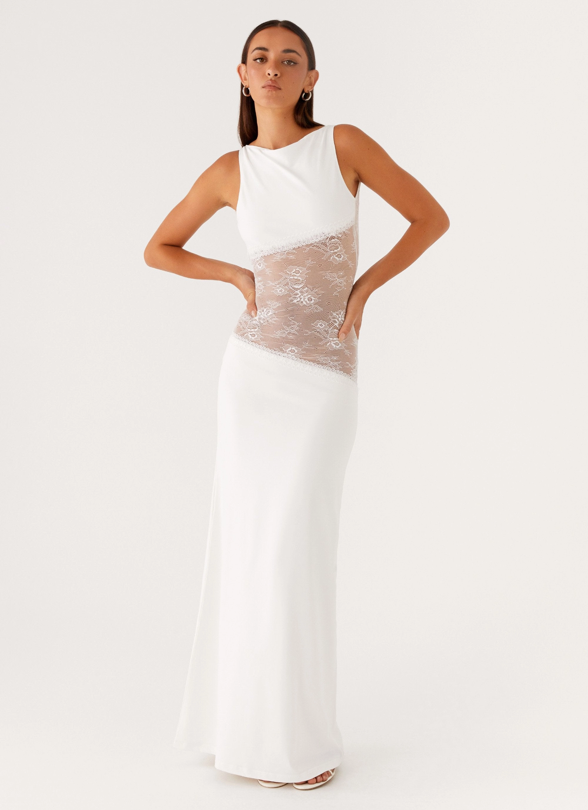High Hemline Simple Profile Lucinda Maxi Dress - White