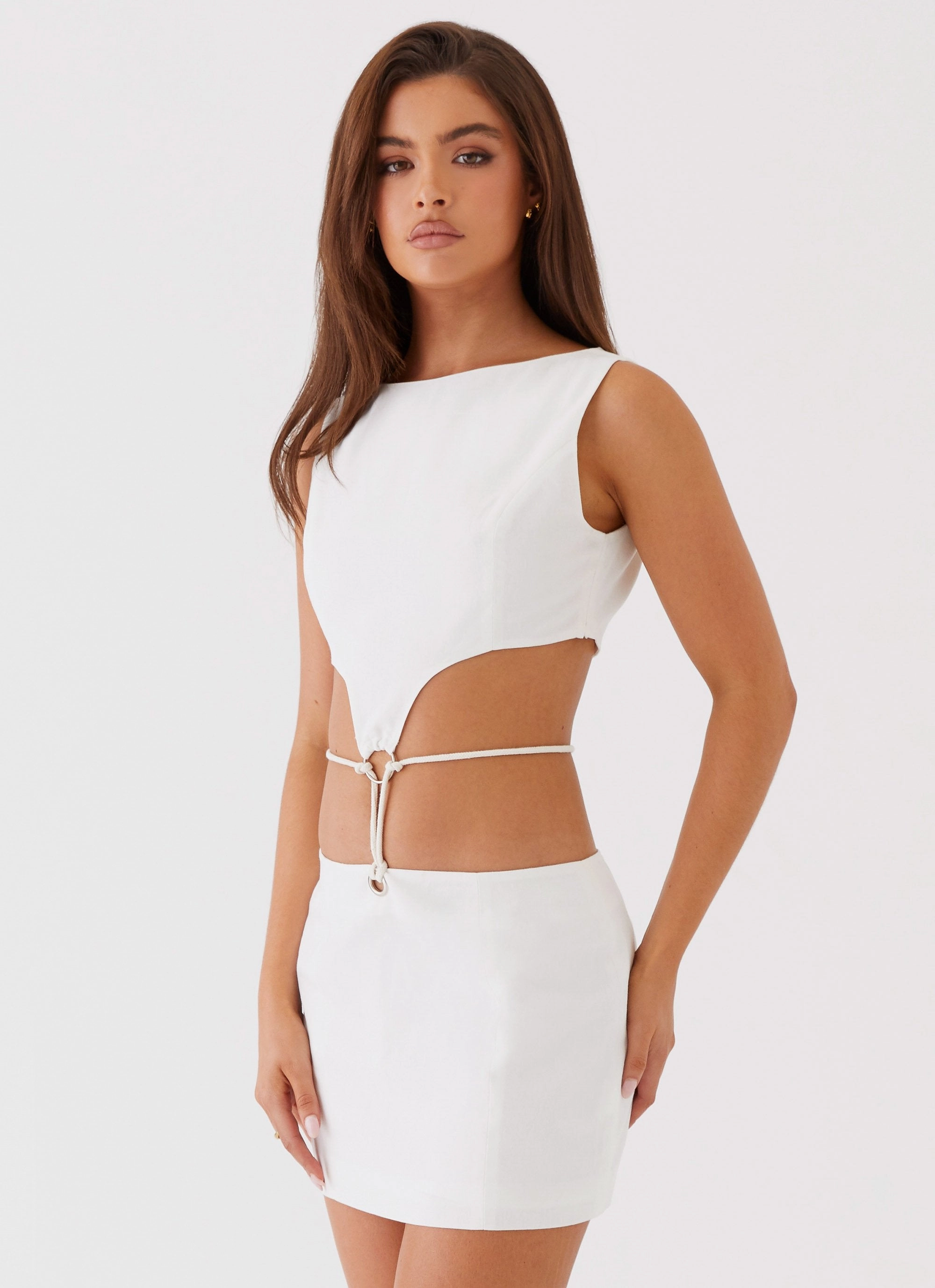 Ryann Cut Out Mini Dress - White relaxed elegance Photo Light