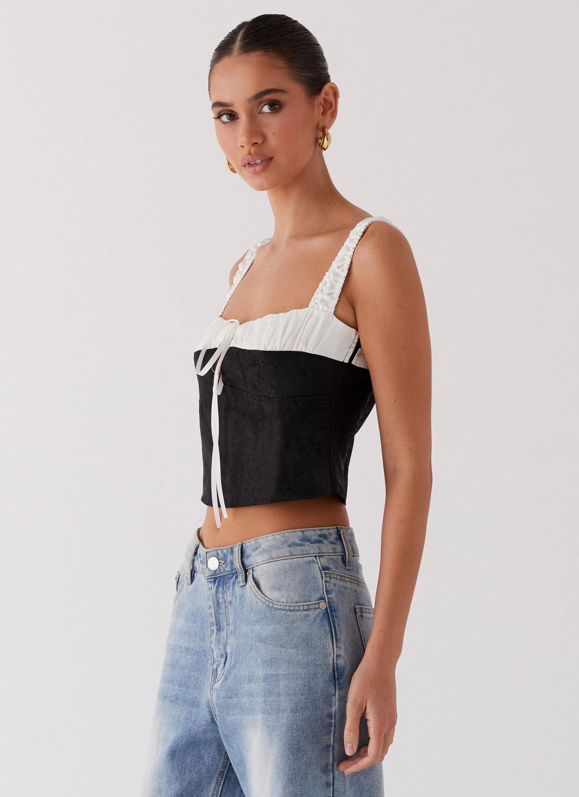 Basic Sweatshirt Ryder Bustier Top - Black