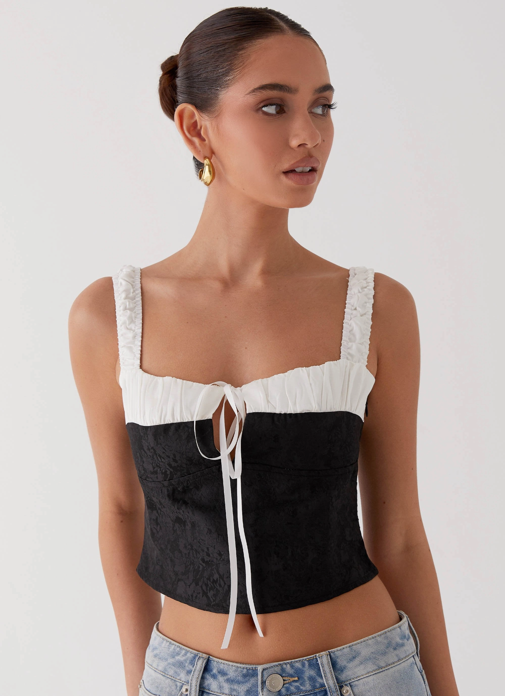 NonIrritating AdjustableCuffs Ryder Bustier Top - Black