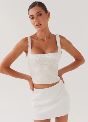 YarnDyeStripe Ryder Bustier Top - Ivory Sky
